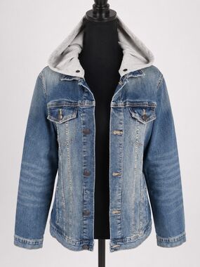 Thereabouts Girls XL 18/20 Hooded Denim Jacket Y2K Removable Hood NWT Blue Jean